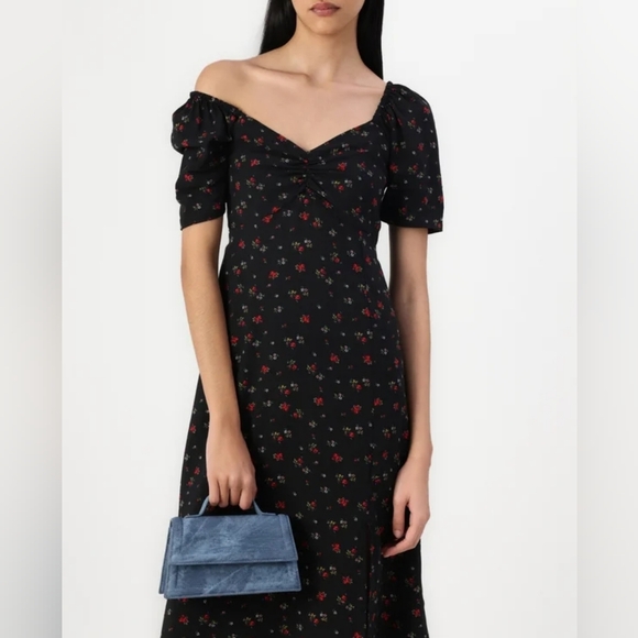 Gap Puff Sleeve Sweetheart Midi Dress Sz.M - Picture 6 of 6